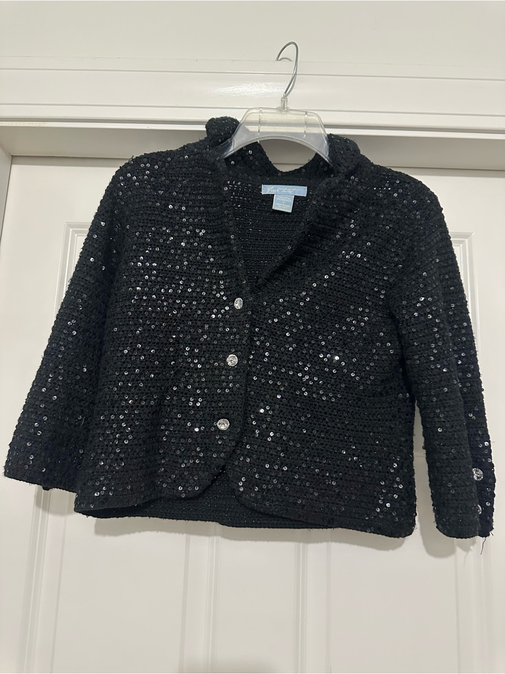 Black Sequin Knit Blazer Jacket